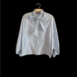 Zara Sky Blue Blouse with Elegant Bow